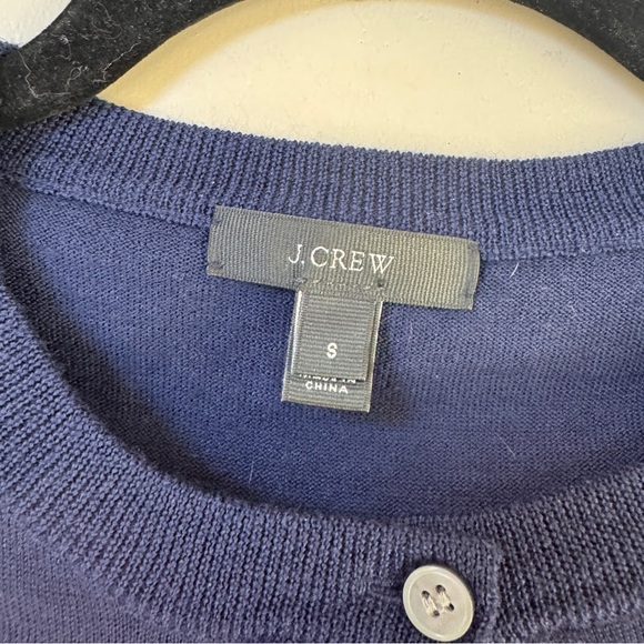 J CREW Wool Embroidered Button Jackie Cardigan Navy Red Sz S Long Sleeve - Picture 5 of 11